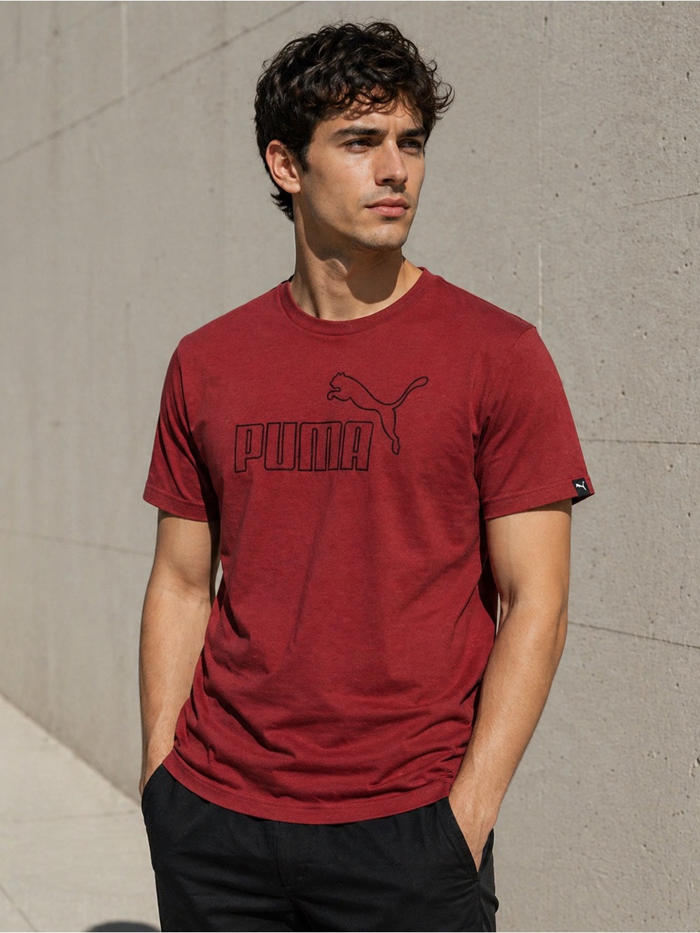 Red Embroidered Streetwear Tee L Puma